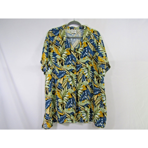 VTG Bentley Mutli Color Shirt Rayon Button Mens sz 22W Floral Hawaiian Tropical - Picture 1 of 6